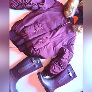 Akira Burgundy Hooded Puffer Coat